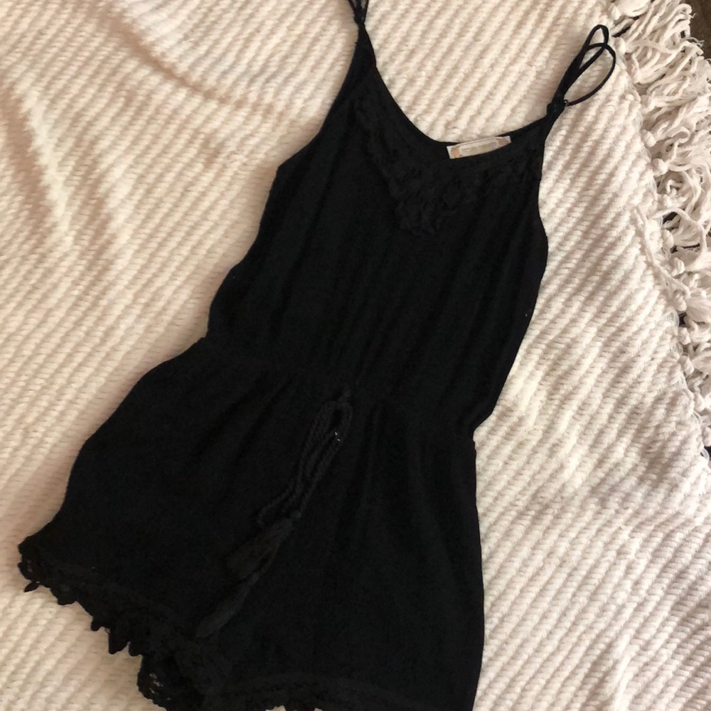 Francesca’s Black Romper with Lace Detail
